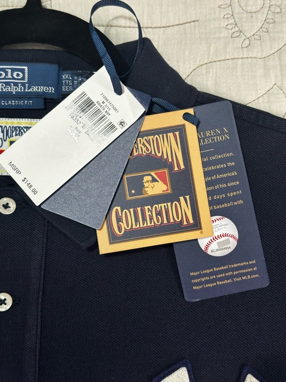 Polo by Ralph Lauren Navy Blue New York Yankees Logo Polo Shirt - Picture 6 of 12
